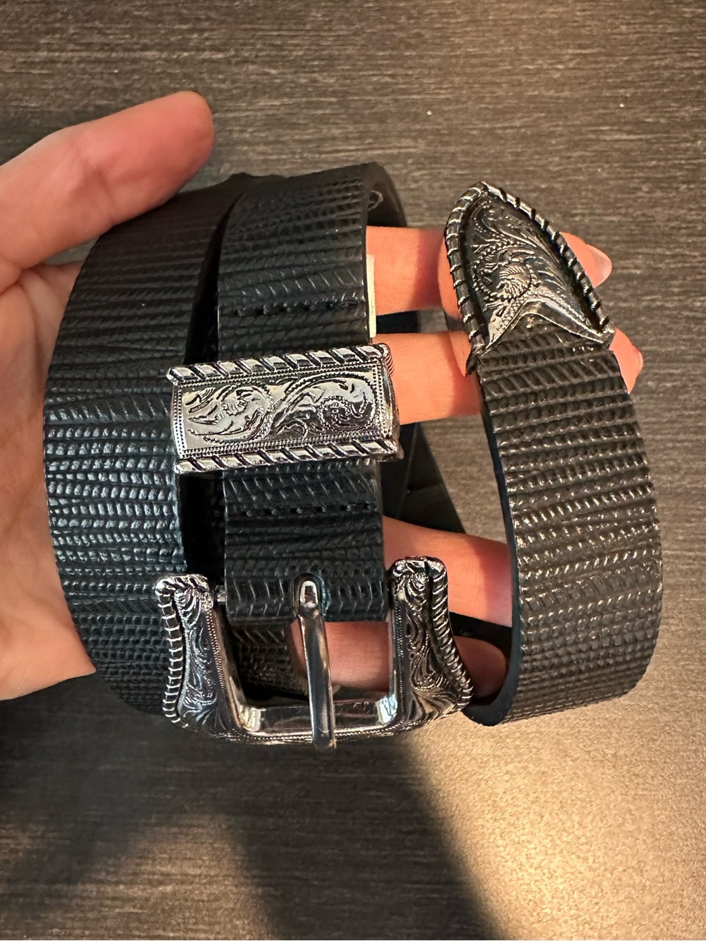 Missguided S/M Black western belt with silver hardware